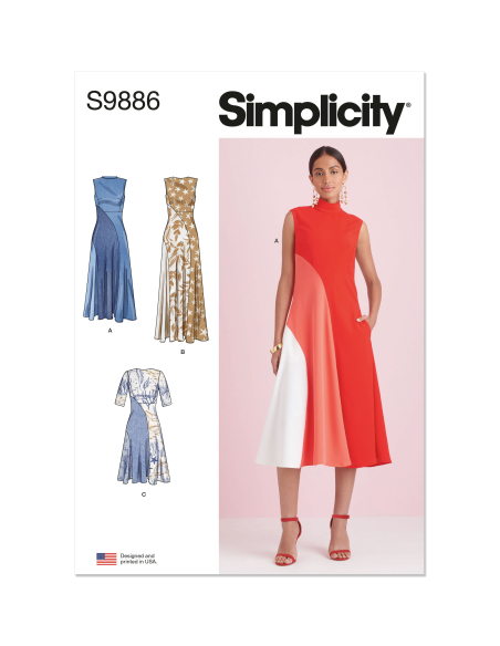 Patron Simplicity 9886.P5 (40-48) - Robe ajustée avec variations de longueur