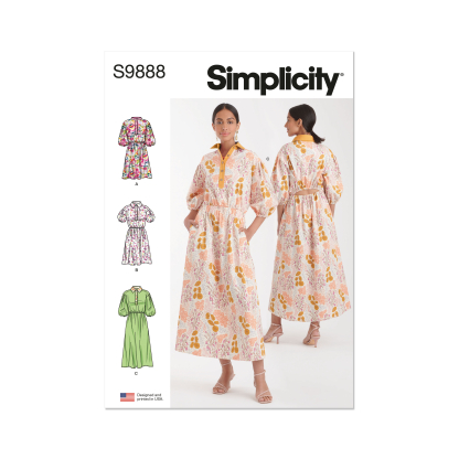 Patron Simplicity 9888.H5 (34-42) - Robe-chemise décontractée à taille élastique