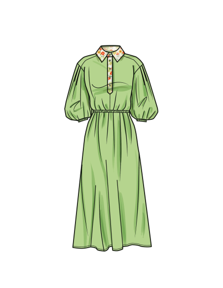 Patron Simplicity 9888.H5 (34-42) - Robe-chemise décontractée à taille élastique