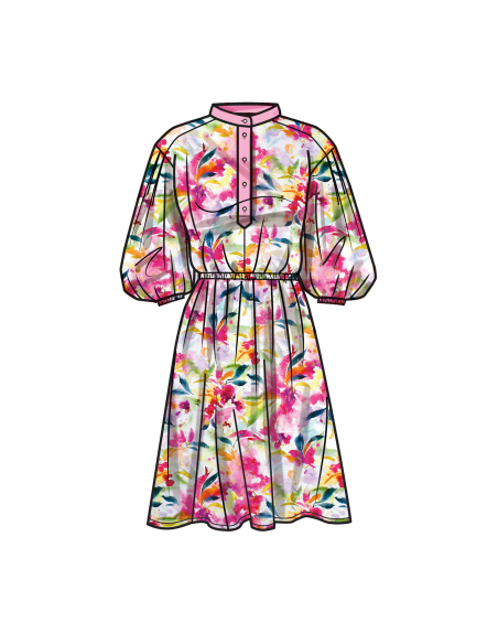 Patron Simplicity 9888.R5 (42-50) - Robe-chemise décontractée à taille élastique