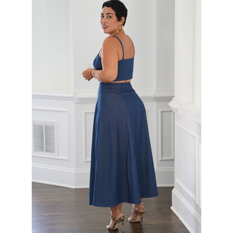 Patron Simplicity 9894.AA (38-46) - Ensemble corset court et jupe en deux longueurs