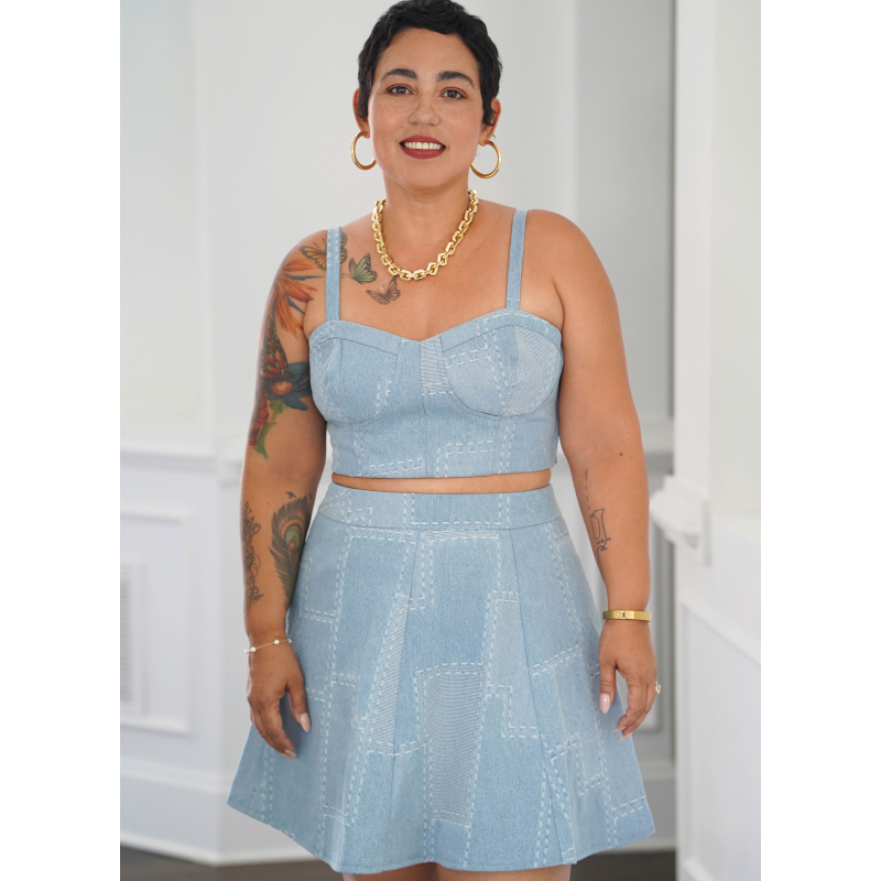Patron Simplicity 9894.AA (38-46) - Ensemble corset court et jupe en deux longueurs