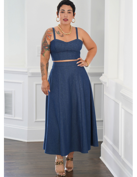 Patron Simplicity 9894.AA (38-46) - Ensemble corset court et jupe en deux longueurs