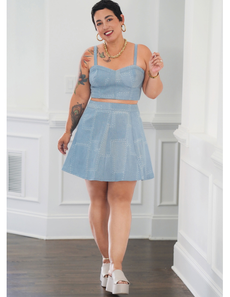 Patron Simplicity 9894.AA (38-46) - Ensemble corset court et jupe en deux longueurs