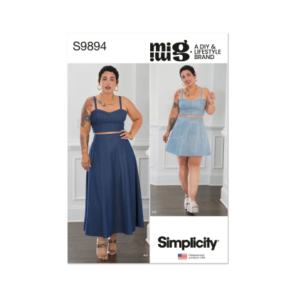 Patron Simplicity 9894.BB (48-56) - Ensemble corset court et jupe en deux longueurs