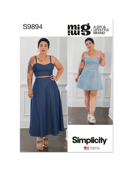 Patron Simplicity 9894.BB (48-56) - Ensemble corset court et jupe en deux longueurs