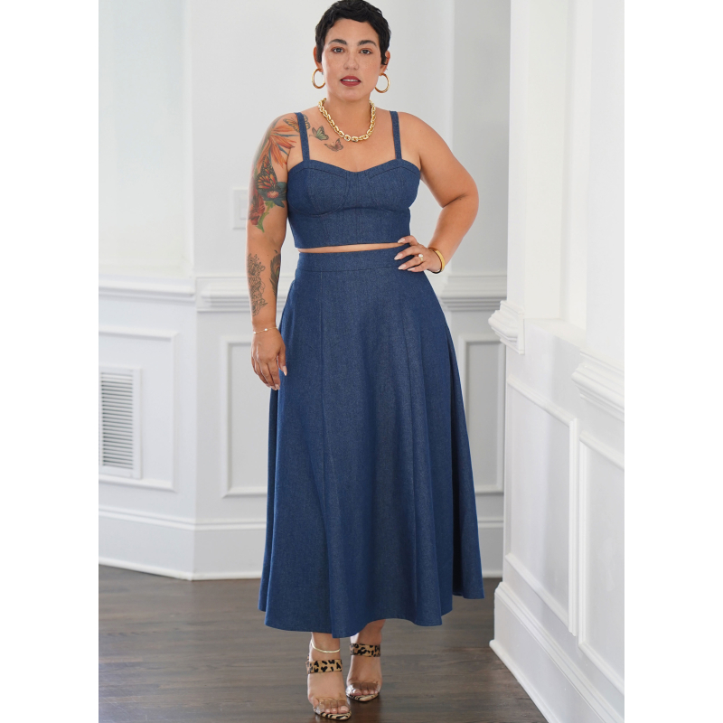 Patron Simplicity 9894.BB (48-56) - Ensemble corset court et jupe en deux longueurs