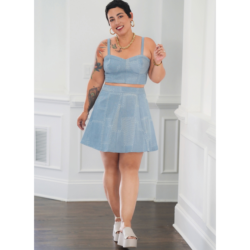 Patron Simplicity 9894.BB (48-56) - Ensemble corset court et jupe en deux longueurs