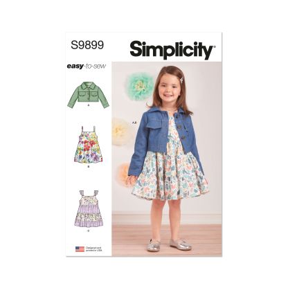 Patron Simplicity 9899.A - Veste en jean et robes à volants pour tout-petits
