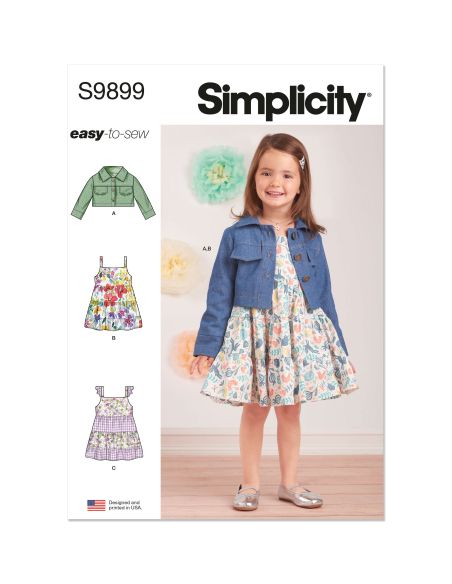 Patron Simplicity 9899.A - Veste en jean et robes à volants pour tout-petits