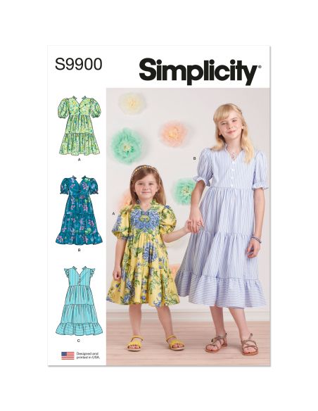 Patron Simplicity 9900.HH (3-6) - Robe à étages pour enfants avec variations de manches et de longueur