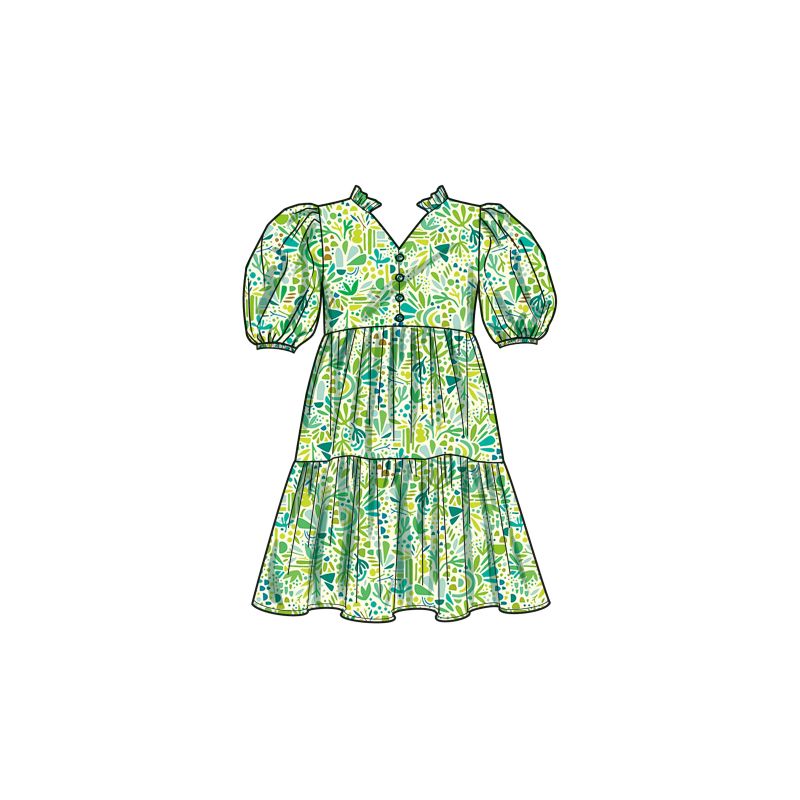 Patron Simplicity 9900.K5 (7-14) - Robe à étages pour enfants avec variations de manches et de longueur