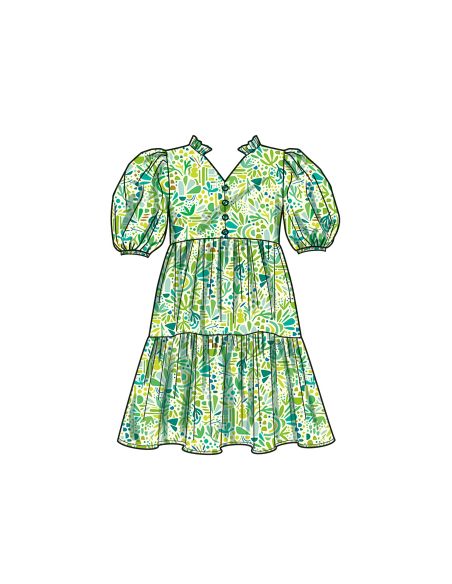 Patron Simplicity 9900.K5 (7-14) - Robe à étages pour enfants avec variations de manches et de longueur
