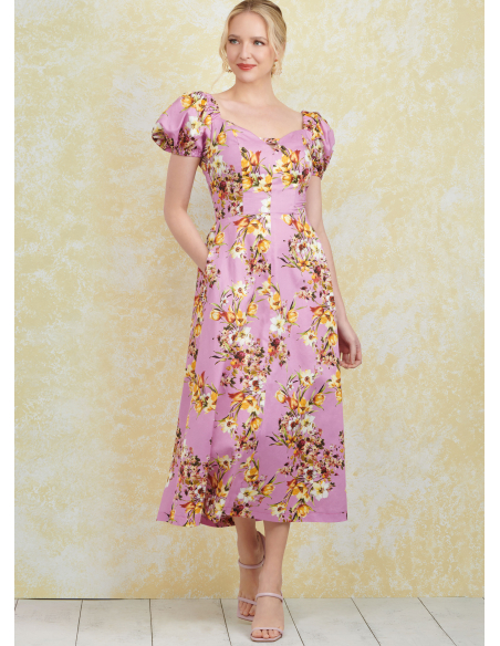 Patron Simplicity 9918.D5 (32-40) - Robe à encolure cœur avec variations de manches et de longueur