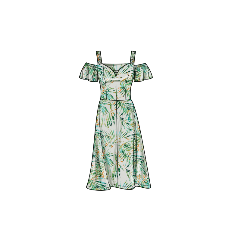 Patron Simplicity 9918.D5 (32-40) - Robe à encolure cœur avec variations de manches et de longueur