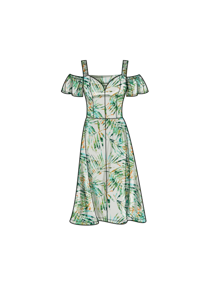 Patron Simplicity 9918.D5 (32-40) - Robe à encolure cœur avec variations de manches et de longueur