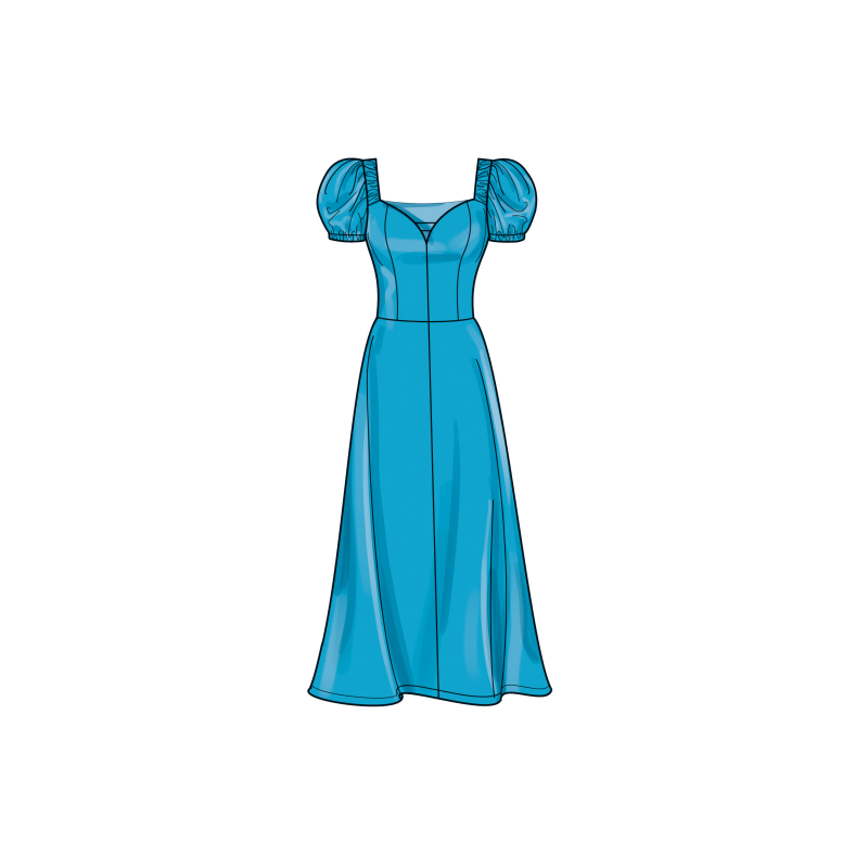 Patron Simplicity 9918.D5 (32-40) - Robe à encolure cœur avec variations de manches et de longueur