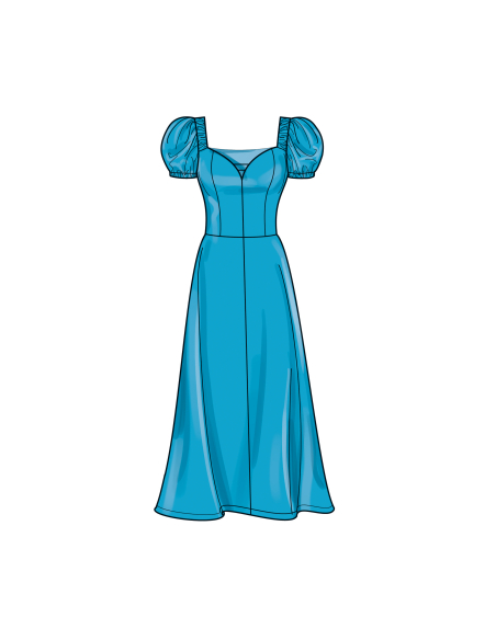 Patron Simplicity 9918.P5 (40-48) - Robe à encolure cœur avec variations de manches et de longueur