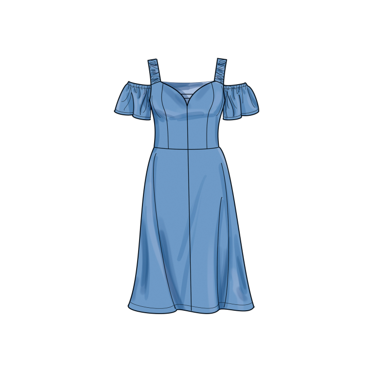 Patron Simplicity 9919.W2 (48-56) - Robe à encolure cœur avec variations de manches et de longueur