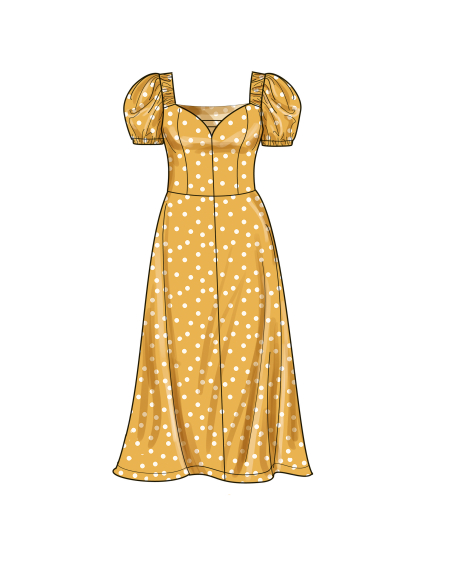 Patron Simplicity 9919.W2 (48-56) - Robe à encolure cœur avec variations de manches et de longueur