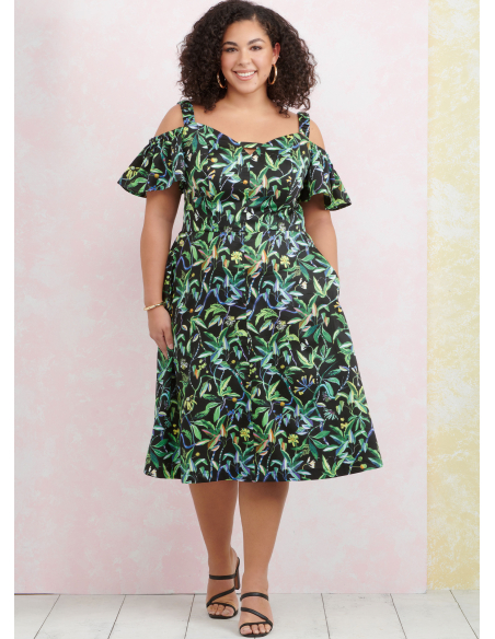Patron Simplicity 9919.W2 (48-56) - Robe à encolure cœur avec variations de manches et de longueur