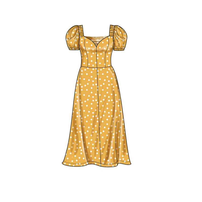 Patron Simplicity 9919.W3 (58-66) - Robe à encolure cœur avec variations de manches et de longueur
