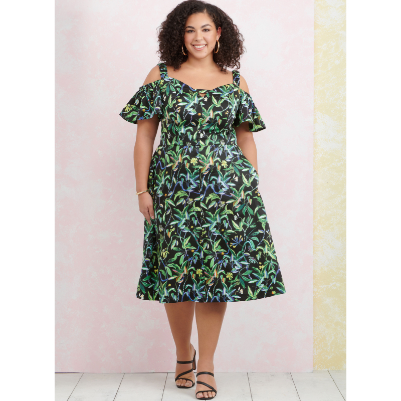 Patron Simplicity 9919.W3 (58-66) - Robe à encolure cœur avec variations de manches et de longueur