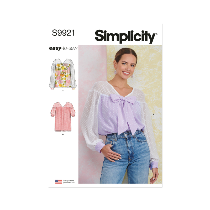 Patron Simplicity 9921.Y5 (36-44) - Haut décontracté avec variations de manches