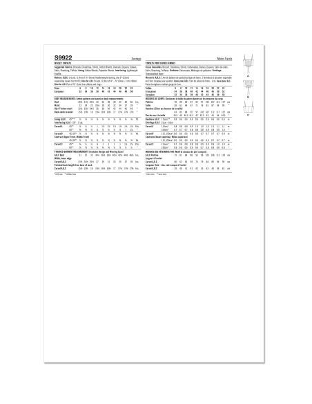 Patron Simplicity 9922.U5 (44-52) - Haut décontracté avec variations de manches