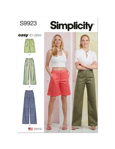 Patron Simplicity 9923.K5 (36-44) - Pantalon et short pour femme avec poches et fermeture éclair
