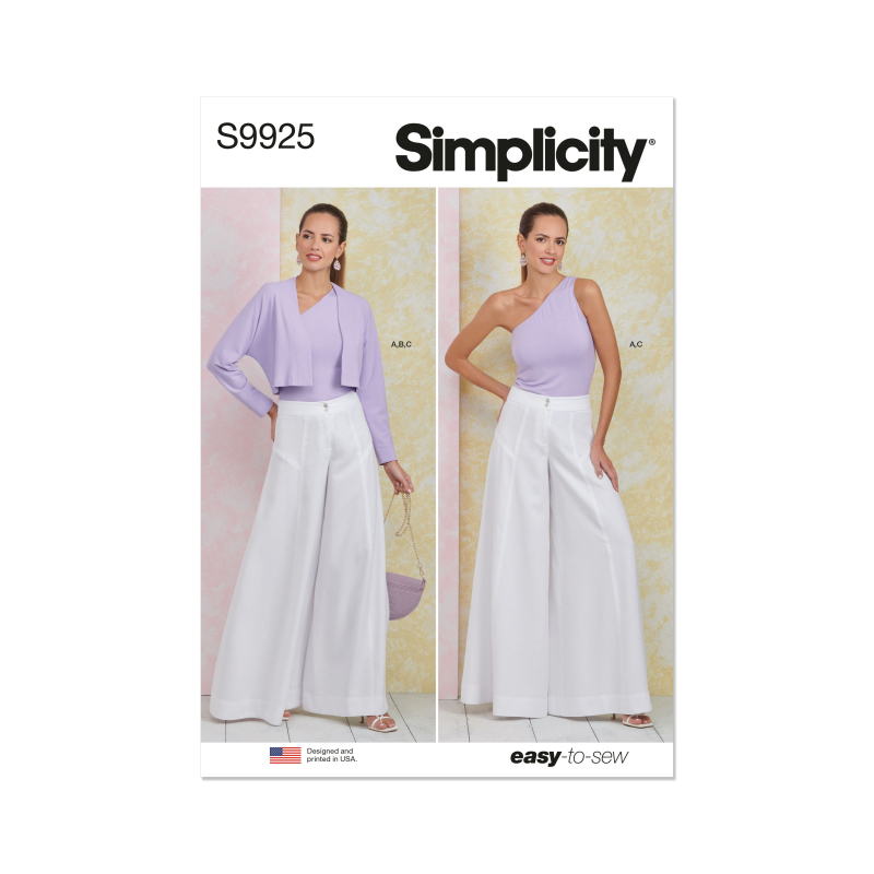 Patron Simplicity 9925.U5 (44-52) - Ensemble pantalon, top asymétrique et boléro pour femme