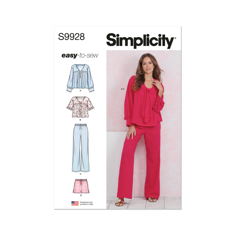 Patron Simplicity 9928.A (32-54) -  Ensemble détente : hauts, pantalons et shorts pour femme
