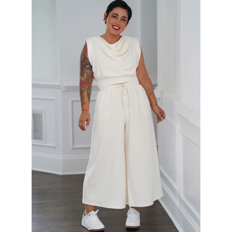 Patron Simplicity 9929.AA (32-50) -  Ensemble détente avec top drapé et pantalon large