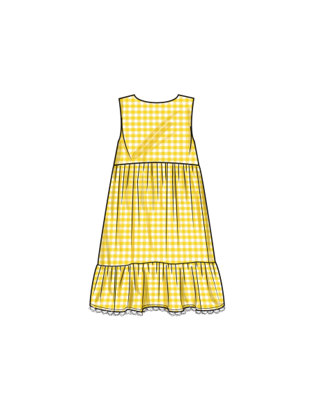 Patron Simplicity 9933.HH (3-6) -  Robe à étages pour enfants et jeunes filles avec variations de manches