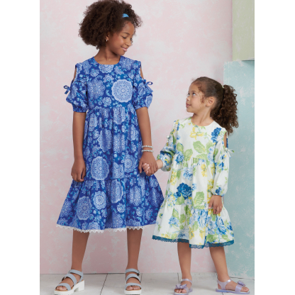 Patron Simplicity 9933.K5 (7-14) -  Robe à étages pour enfants et jeunes filles avec variations de manches 2