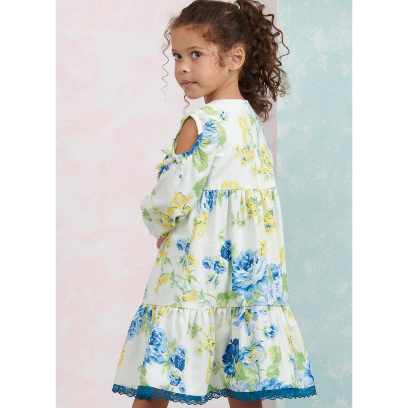 Patron Simplicity 9933.K5 (7-14) -  Robe à étages pour enfants et jeunes filles avec variations de manches