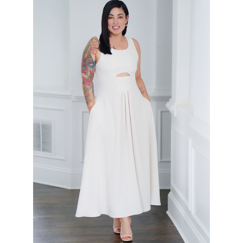 Patron Simplicity 9946.Y5 (46-54) - Robe à encolure profonde ou dégagée avec découpes modernes
