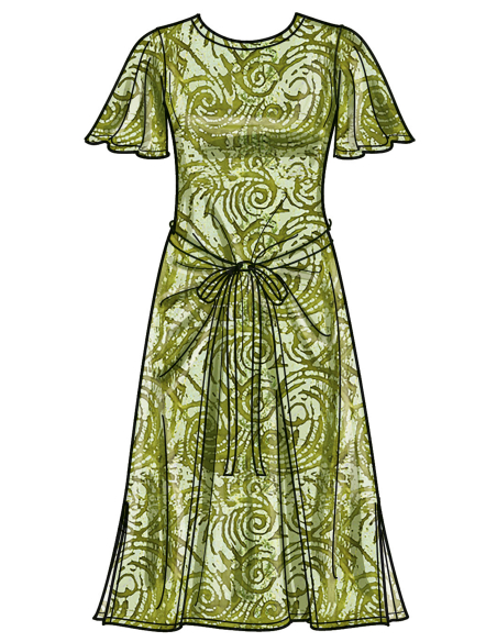 Patron Simplicity 9947.P5 (40-48) - Robe portefeuille en maille avec variations de manches et de longueur
