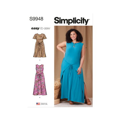 Patron Simplicity 9948.W2 (48-46) - Robe portefeuille en maille avec variations de manches et de longueur