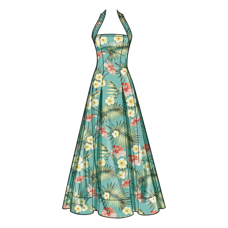 Patron Simplicity 9949.H5 (34-42) - Robe évasée à large encolure américaine
