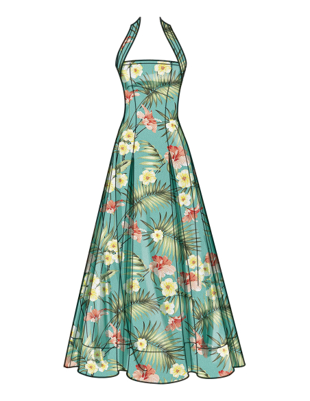 Patron Simplicity 9949.H5 (34-42) - Robe évasée à large encolure américaine
