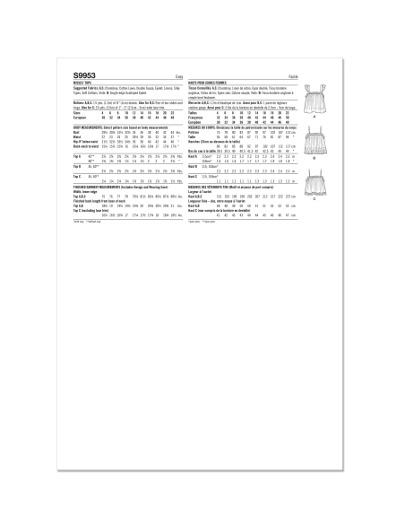 Patron Simplicity 9953.D5 (32-40) - Hauts pour femmes avec encolure élastiquée et options de volants