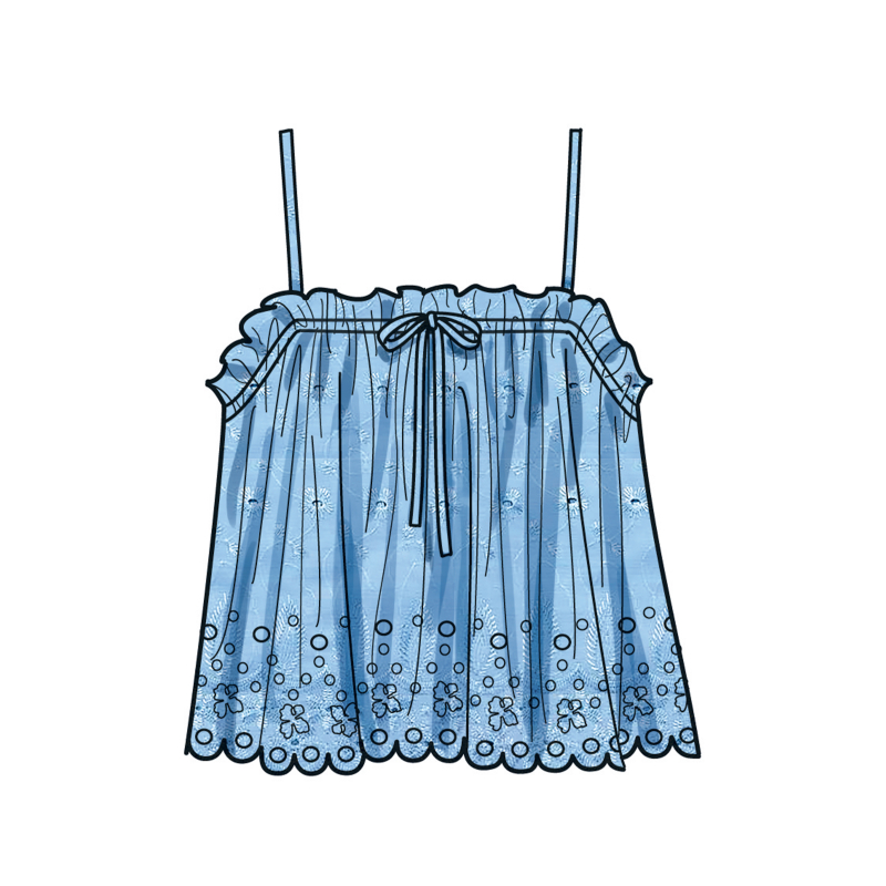 Patron Simplicity 9953.R5 (42-50) - Hauts pour femmes avec encolure élastiquée et options de volants