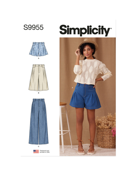 Patron Simplicity 9955.K5 (36-44) - Short et pantalon pour femmes avec plis et jambes larges