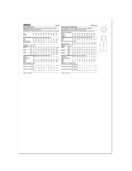 Patron Simplicity 9955.Y5 (46-54) - Short et pantalon pour femmes avec plis et jambes larges