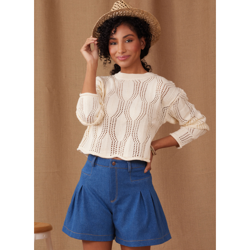 Patron Simplicity 9955.Y5 (46-54) - Short et pantalon pour femmes avec plis et jambes larges