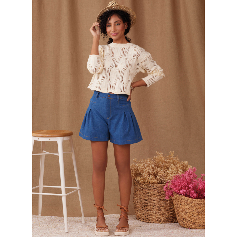 Patron Simplicity 9955.Y5 (46-54) - Short et pantalon pour femmes avec plis et jambes larges