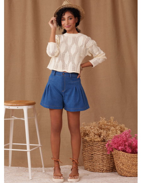 Patron Simplicity 9955.Y5 (46-54) - Short et pantalon pour femmes avec plis et jambes larges