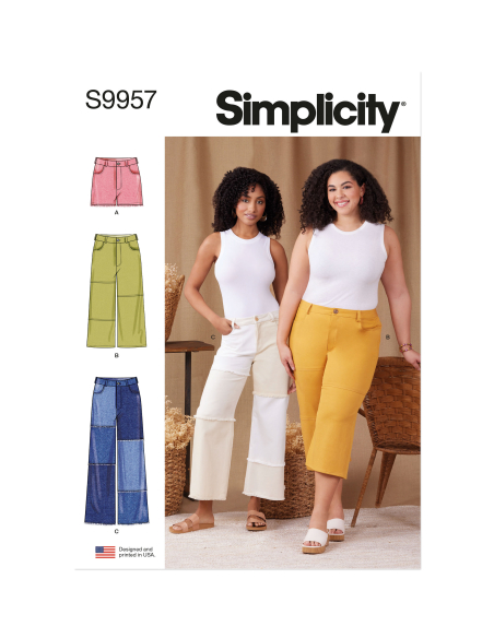 Patron Simplicity 9957.BB (48-56) - Shorts et pantalons pour femmes avec fermeture éclair frontale et poches multiples