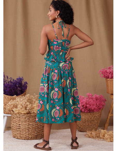 Patron Simplicity 9958.K5 (36-44) - Ensemble haut ajusté et jupe froncée pour femme